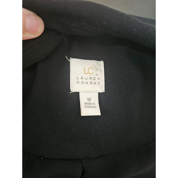 Lauren Conrad LC Black Open Front Blazer Jacket Size 12 Career Classic - Picture 3 of 7
